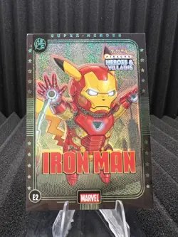 Iron Man (Pikachu) #E2 - Green Holo - Heros & Villains Flash Edition Pokemon - Image 1