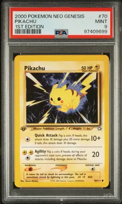 2000 POKEMON NEO GENESIS 1ST EDITION #70 PIKACHU PSA 9 - Image 1