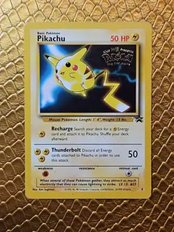 Pokemon Pikachu #4 Black Star Promo WB First Movie STAMP WOTC1999 LP - Image 1