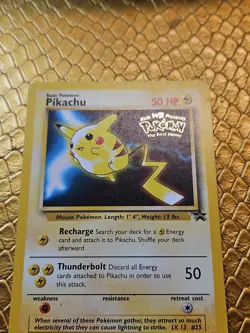 Pokemon Pikachu #4 Black Star Promo WB First Movie STAMP WOTC1999 LP - Image 2