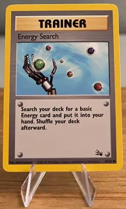Energy Search Trainer Card Pokemon Non-Holo - NM 59/62 Common Fossil Set 1999 - Image 1