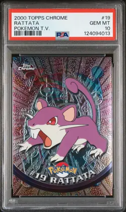 2000 TOPPS CHROME POKEMON T.V. #19 RATTATA PSA 10 - Image 1