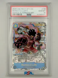 PSA 10 Monkey D. Luffy Snake Man OP11-118 Manga Alt Art Secret Rare One Piece - Image 1