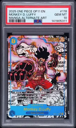 PSA 10 Monkey D. Luffy Snake Man OP11-118 Manga Alt Art Secret Rare One Piece - Image 5