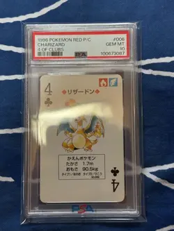PSA 10 Charizard 4 Of Clubs Red Deck Pokemon Playing Cards Poker 1996 - Image 3
