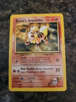 Pokemon TCG Gym Heroes Set Blaine's Growlithe #35/132 WOTC VTG 2000 LP - Image 1