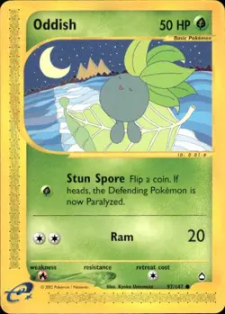 Vintage Wotc Pokemon Oddish Aquapolis 097/147 Light Play LP - Image 1
