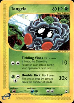 Vintage Wotc Pokemon Tangela Aquapolis 112/147 Komiya Light Play LP - Image 1