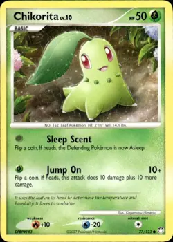 Vintage Wotc Pokemon Chikorita Mysterious Treasures 77/123 Light Play LP - Image 1