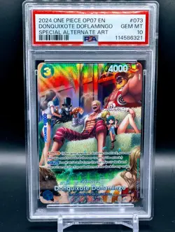 One Piece TCG EN Donquixote Doflamingo Special Alternate Art OP07-073 PSA 10 - Image 1