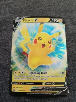 Pokemon TCG Pikachu V SWSH198 Sword & Shield Holo Black Star Promo NM - Image 1