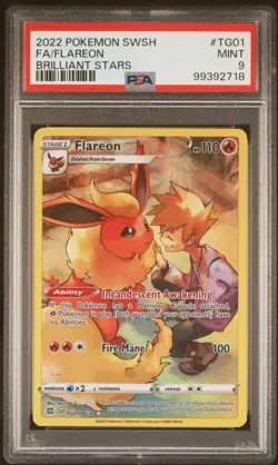 Pokemon TCG Flareon TG01/TG30 Brilliant Stars Trainer Gallery Ultra PSA 9 - Image 1