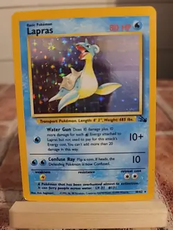 Pokemon TCG Lapras Fossil Holo Unlimited Rare Card 10/62 - Image 1