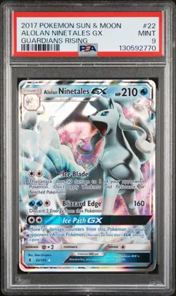 2017 POKEMON SUN & MOON GUARDIANS RISING #22/145 ALOLAN NINETALES GX PSA 9 - Image 1