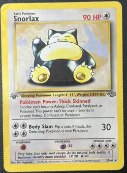 Snorlax 1st Edition 27/64 Jungle 1999 Non Holo Pokemon Card MP - Image 1