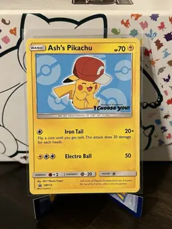 Pokemon TCG Ash's Pikachu SM113 Black Star Promo - Image 1