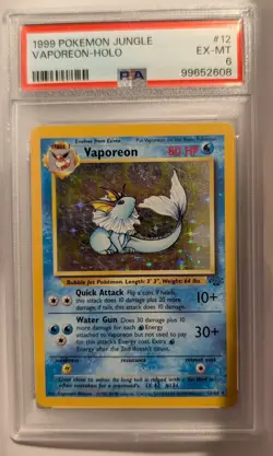 1999 Pokemon Jungle Vaporeon Holo 12/64 PSA 6 - Image 1