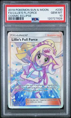 2019 POKEMON SUN & MOON COSMIC ECLIPSE #230 FULL ART/LILLIE'S FULL FORCE PSA 10 - Image 1