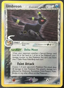 Umbreon Delta Species 17/113 EX Delta Species Holo Rare Pokemon Card - 2005 LP - Image 1