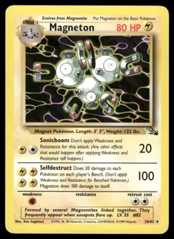 Pokemon Cards Magneton 26/62 UNLIMITED Fossil Rare WOTC NM *4 - Image 1