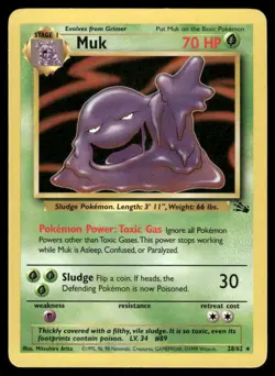 Pokemon Cards Muk 28/62 UNLIMITED Fossil Rare NM *2 - Image 1