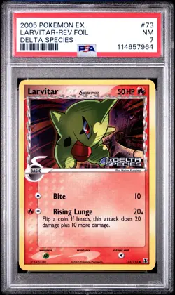 2005 POKEMON EX DELTA SPECIES LARVITAR #73 REVERSE FOIL PSA 7 NM #114857964 - Image 1