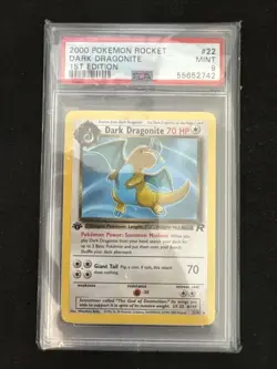 PSA 9 MINT Dark Dragonite 22 Team Rocket 1st Edition Pokemon Card - Image 1