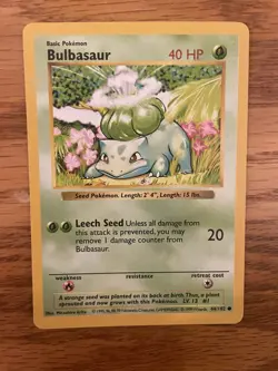 Bulbasaur Shadowless 044/102 Base Set 1999 Pokemon Card - LP - Image 1