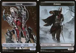 MTG Commander Legends *FOIL* Double-Sided Token Golem #009 Zombie #006 - Image 1