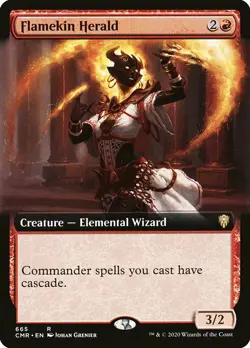 MTG Commander Legends EXTENDED ART R Flamekin Herald #665 Borderless - Image 1