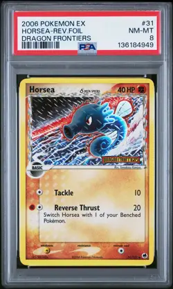 2006 POKEMON EX DRAGON FRONTIERS #31 HORSEA-REVERSE FOIL PSA 8 - Image 1