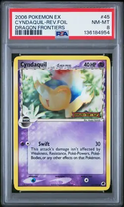 2006 POKEMON EX DRAGON FRONTIERS #45 CYNDAQUIL-REVERSE FOIL PSA 8 - Image 1
