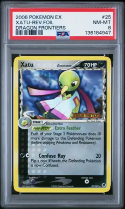 2006 POKEMON EX DRAGON FRONTIERS #25 XATU-REVERSE FOIL PSA 8 - Image 1