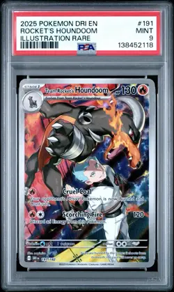 Pokemon Destined Rivals Team Rockets Houndoom 191/182 Illustration Rare PSA 9 - Image 1