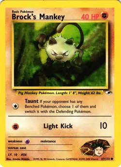 Pokemon TCG Brock's Mankey 67/132 Gym Heroes Common Unlimited VLP - Image 1