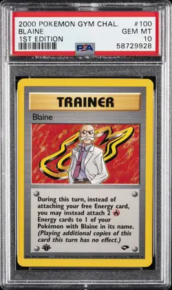 2000 POKEMON GYM CHALLENGE 1ST ED #100 BLAINE PSA 10 - Image 1