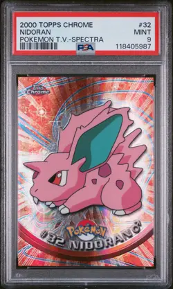PSA 9 Nidoran #32 Spectra Topps Chrome Holo Pokemon T.V. Card 2000 - Near Mint - Image 1