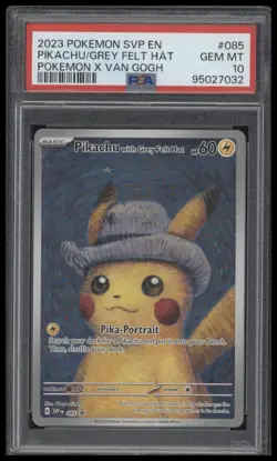 PSA 10 Pokemon x Van Gogh Pikachu with Grey Felt Hat SVP Black Star Promo SVP085 - Image 1