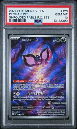 2024 POKEMON SHROUDED FABLE POKEMON CENTER ETB PROMO SVP #129 PECHARUNT PSA 10 - Image 1