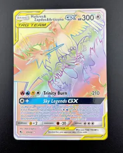 Pokemon TCG - Hidden Fates - Moltres Zapdos & Articuno GX Tag Team 69/68 Rainbow - Image 3