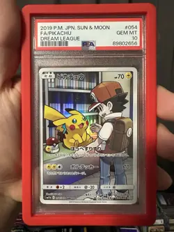 PSA 10 Pikachu CHR 054/049 SM11B Dream League Pokemon Card Japanese 2019 - Image 1