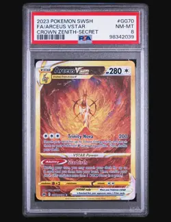 Arceus VSTAR GG70/GG70 Crown Zenith GOLD Pokemon Card SWSH TCG PSA 8 - RegradeU! - Image 1