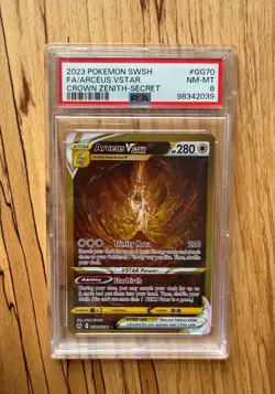 Arceus VSTAR GG70/GG70 Crown Zenith GOLD Pokemon Card SWSH TCG PSA 8 - RegradeU! - Image 4