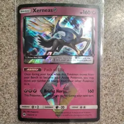 Pokemon Card Xerneas 144/214 SM Lost Thunder Prism Holo Rare LP 2018 - Image 1