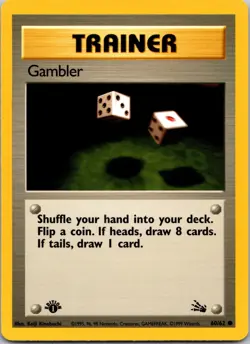 Gambler 60/62 1st Edition LP Pokemon Card TCG Fossil - Image 1