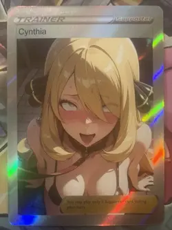 Pokemon Cynthia Anime Waifu Custom DIY Trainer Art Pokemon card - Image 1