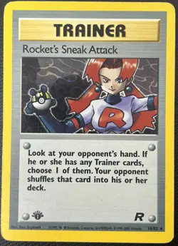 Rocket's Sneak Attack 16/82 1st Edition Team Rocket Holo Rare Pokemon Card MP - Image 1