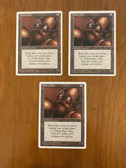 Brass Man x3 NM+ NEVER PLAYED MTG 4th Fourth Ed. Magic 3x VINTAGE FAST SHIPPING - Image 1