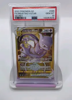 2022 POKEMON GO MEWTWO VSTAR SECRET FULL ART #086 PSA 10 GEM MINT - Image 1