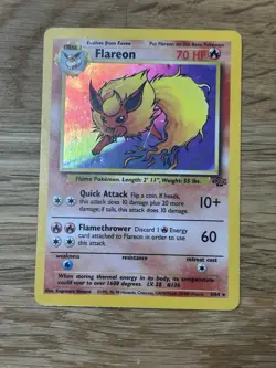 Pokemon English Jungle Flareon Holo #3/64 1999 WOTC Wizards off the Coast LP - Image 2